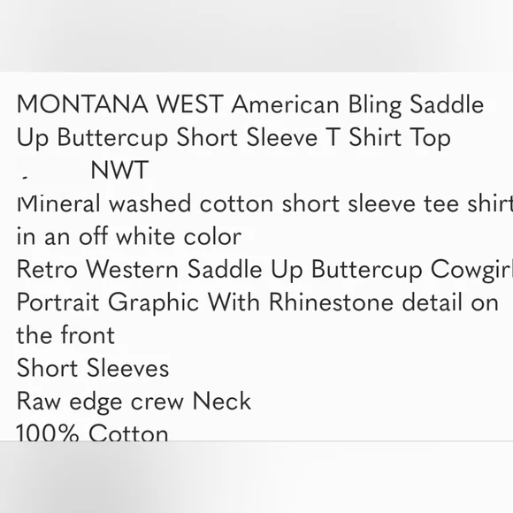 NWT Montana West American Bling rhinestone Saddle up Buttercup t shirt. Large - Picture 8 of 8
